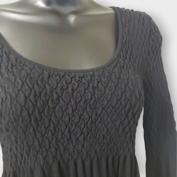 Angie Black Smocked Mini Sweater Dress Sz Small Y2K Gothic Emo - Picture 3 of 13